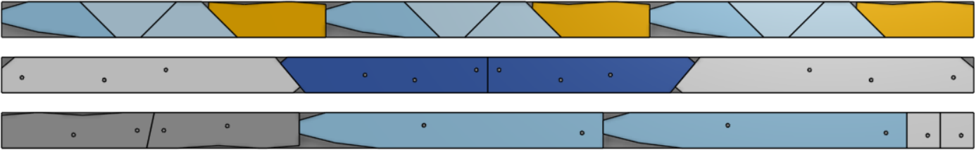 CAD overview of the 2x4 cuts